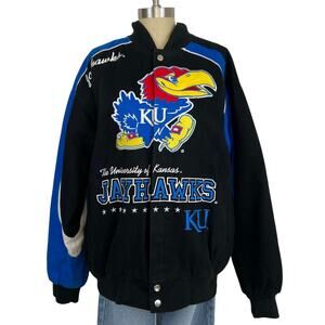 Vintage RR Designs Men's Kansas KU Jayhawks Embroidered Varsity Jacket (Sz M)
